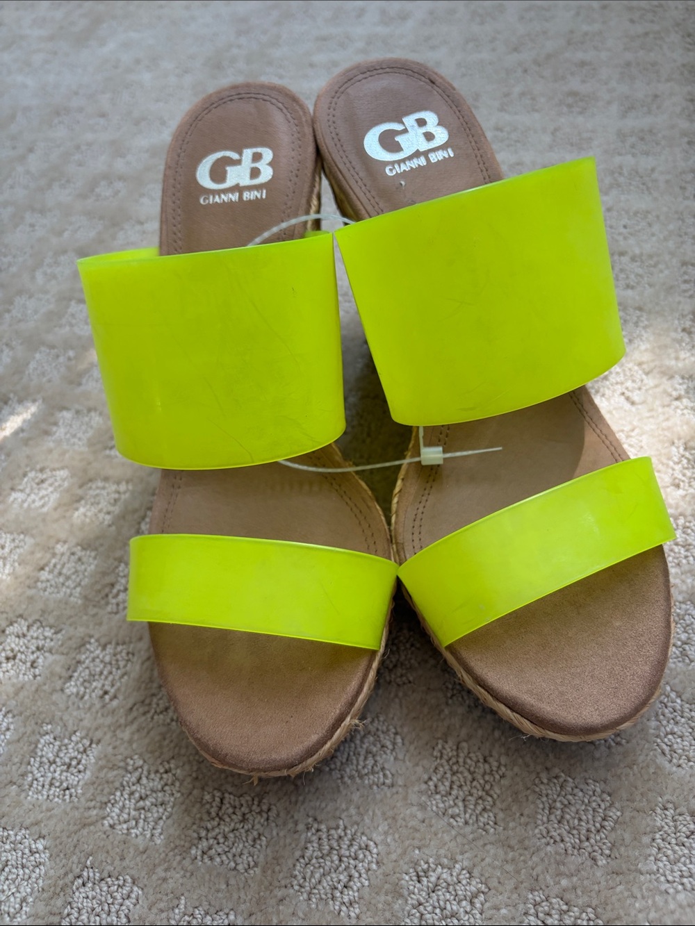 Gianni Bini Women's Neon Yellow Double-Band Slide Sandals